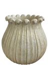 Large coroll vase in aged white marble – Ø 50 cm