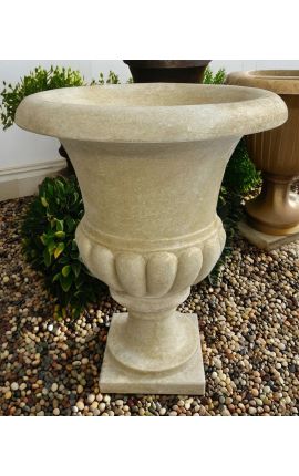 Grand vase Médicis en marbre blanc vieilli – 75 cm