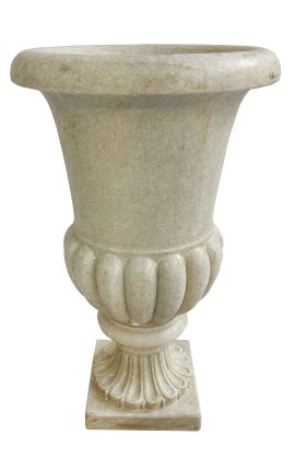 Meget stor Medici vase i gammel hvid marmor – 95 cm