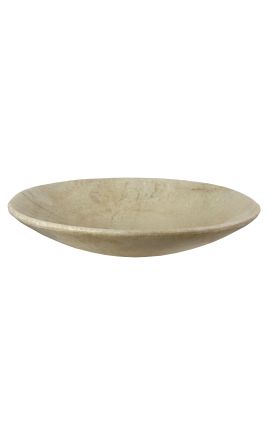 Koristeellinen pyöreä maljakko patinoitua valkoista marmoria - Ø 45 cm