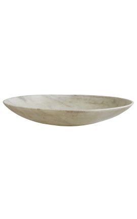 Suuri koristeellinen pyöreä allas patinoitua valkoista marmoria - Ø 60 cm