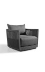 Grand fauteuil "Cabana" en aluminium gris et tissu gris