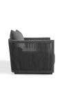 Sillón grande "Cabana" de aluminio gris y tejido gris