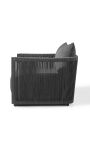Grand fauteuil "Cabana" en aluminium gris et tissu gris