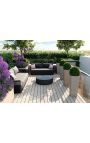 Coffee table "Cabana" of grey aluminium with top ceramic marble look