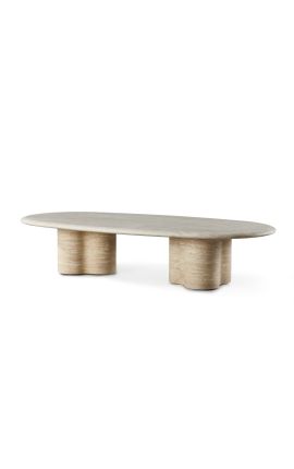Erittäin suuri pöytä "Fino" veistetty beige-travertiini - 163 cm