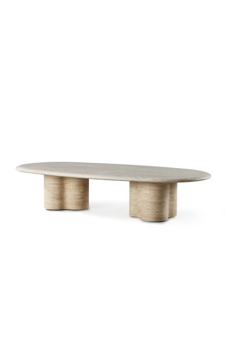 Erittäin suuri pöytä "Fino" veistetty beige-travertiini - 163 cm
