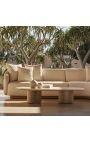 Mesa de café muito grande "Fino" esculpida bege travertine - 163 cm