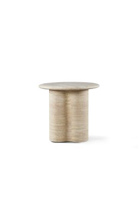 Sivupöytä "Fino" leikattu beige-travertiini - 51 x Ø 56 cm