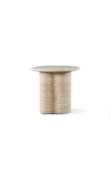 Stranska miza "Fino" izklesani bejški travertin - 51 x Ø 56 cm
