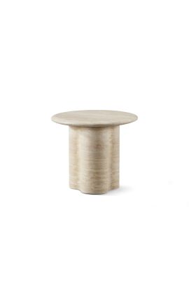 Külglaud &quot;Fino&quot; nikerdatud beige travertin - 51 x Ø 56 cm