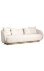 Sofa 3 seater "Bellagio" solid Teck and ivory curly fabric - 245 cm