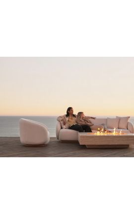 Sofà 3 places &quot;Bellagio&quot; escot sòlid i teixit arrissat d&#039;ivori - 245 cm