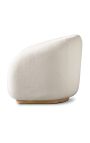 Large chair "Bellagio" solid Teck and ivory curly fabric - 81 cm