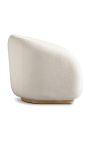 Grand fauteuil "Bellagio" en Teck massif et tissu bouclé ivoire - 81 cm