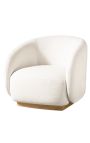 Grand fauteuil "Bellagio" en Teck massif et tissu bouclé ivoire - 81 cm