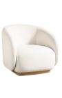 Grand fauteuil "Bellagio" en Teck massif et tissu bouclé ivoire - 81 cm