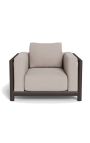 Scaun mare "Florida" aluminiu de bronz și țesut taupe - 101 cm