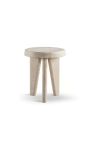 Mesa lateral "Nina" carved beige travertine - 51 x Ø 48 cm