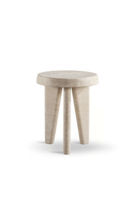 Sivupöytä "Mitä" leikattu beige-travertiini - 51 x Ø 48 cm