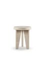 Mesa lateral "Nina" carved beige travertine - 51 x Ø 48 cm