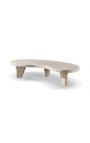 Très grande table basse "Nina" en travertin beige sculptée - 164 cm