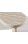 Très grande table basse "Nina" en travertin beige sculptée - 164 cm