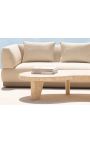 Très grande table basse "Nina" en travertin beige sculptée - 164 cm