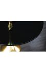 Table d'appoint baroque moderne en aluminium doré et plateau en verre noir