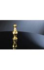 Table d'appoint baroque moderne en aluminium doré et plateau en verre noir