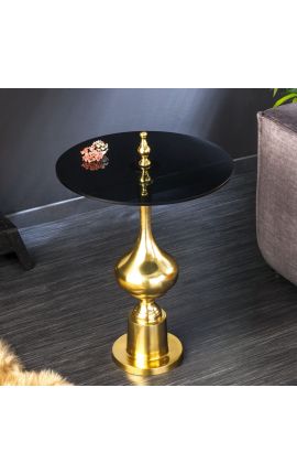 Modernt barockbord i guldaluminium och rökglas