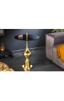 Table d'appoint baroque moderne en aluminium doré et plateau en verre noir
