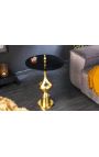 Table d'appoint baroque moderne en aluminium doré et plateau en verre noir