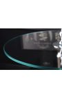Modern baroque aluminium side table silver and top of glass