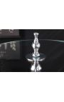 Moderno tavolino in alluminio barocco argento e piano in vetro