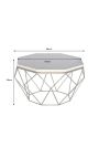 Kaffebord "Diamo" oktagonalt top af knogler maketer og messingfarvet metal