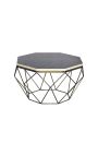 Kaffebord "Diamo" oktagonalt top af knogler maketer og messingfarvet metal