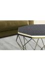 Coffee table "Diamo" octagonal top of bones maquetry and brass-coloured metal