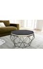 Coffee table "Diamo" octagonal top of bones maquetry and brass-coloured metal
