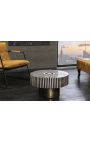 Mesa de café "Rajasthan" marchetaria óssea superior redonda e metal de cor de latão