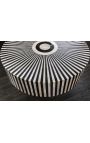 Mesa de café "Rajasthan" marchetaria óssea superior redonda e metal de cor de latão