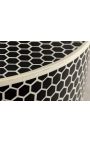 Coffee table "Nature" round top bone marquetry and brass-coloured metal
