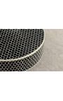 Coffee table "Nature" round top bone marquetry and brass-coloured metal