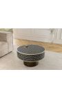Coffee table "Nature" round top bone marquetry and brass-coloured metal