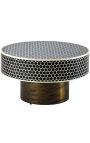 Coffee table "Nature" round top bone marquetry and brass-coloured metal