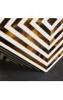 Angular table buffalo bones inlay, brown and white