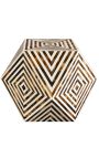 Angular table buffalo bones inlay, brown and white