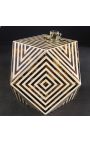 Angular table buffalo bones inlay, brown and white