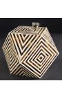 Angular table buffalo bones inlay, brown and white