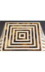 Angular table buffalo bones inlay, brown and white